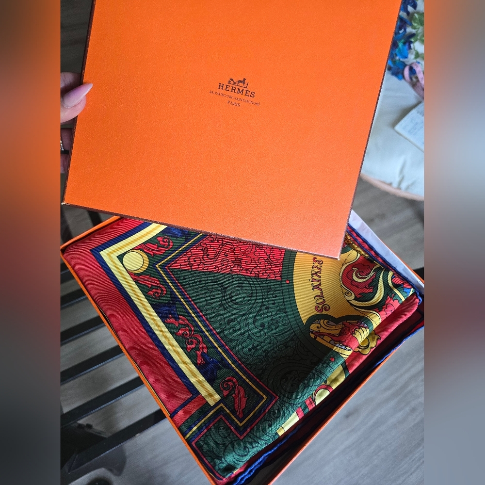 Authentic Hermes Multicolor Silk Scarf